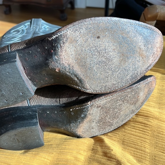 🛍️Vintage⚡️lizard/leather grey men's Justin cowboy boots 10EE - Picture 6 of 7